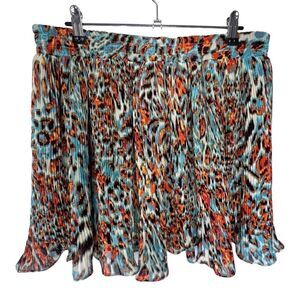 Umgee Abstract Patterned Lightweight Stretchy Flowy Short Skirt
